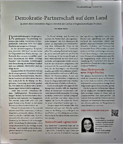 Vorschauseite 1: Demokratie-Partnerschaft auf dem Land