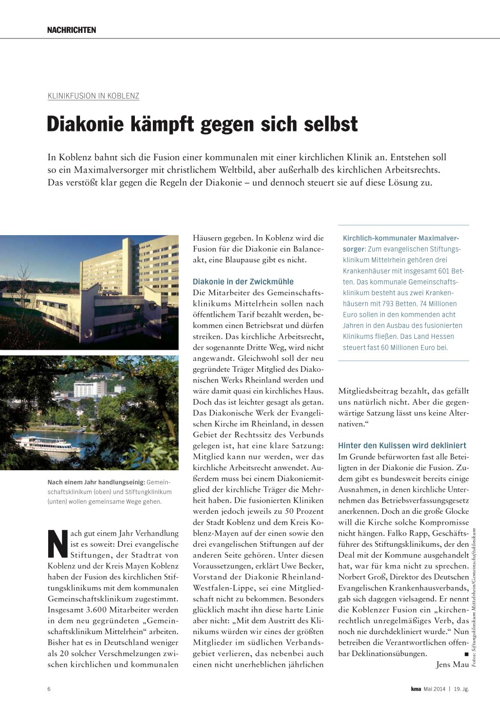 Vorschauseite 1: Diakonie kämpft gegen sich selbst