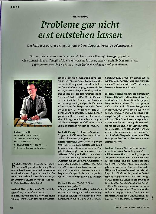 Vorschauseite 1: Probleme gar nicht erst entstehen lassen: Die Fallbesprechung als Instrument präventiver, resilienter Arbeitsprozesse.