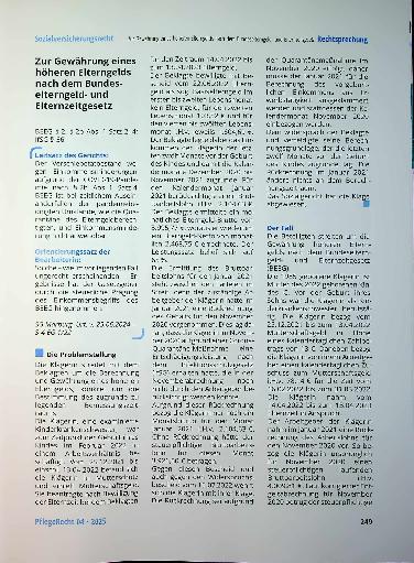 Vorschauseite 1: Zur Gewährung eines höheren Elterngelds nach dem Bundes elterngeldund Elternzeitgesetz