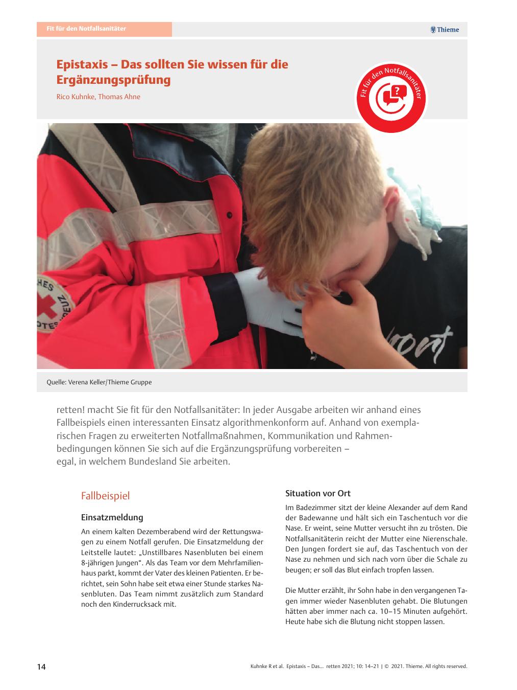 Vorschauseite 1: Epistaxis - Das sollten Sie wissen für die Ergänzungsprüfung.