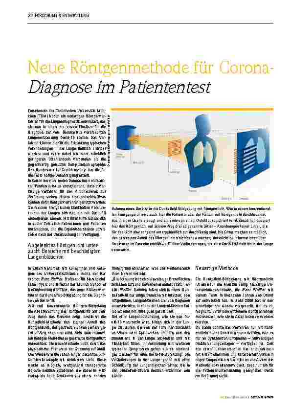 Vorschauseite 1: Neue Röntgenmethode für Corona-Diagnose im Patiententest