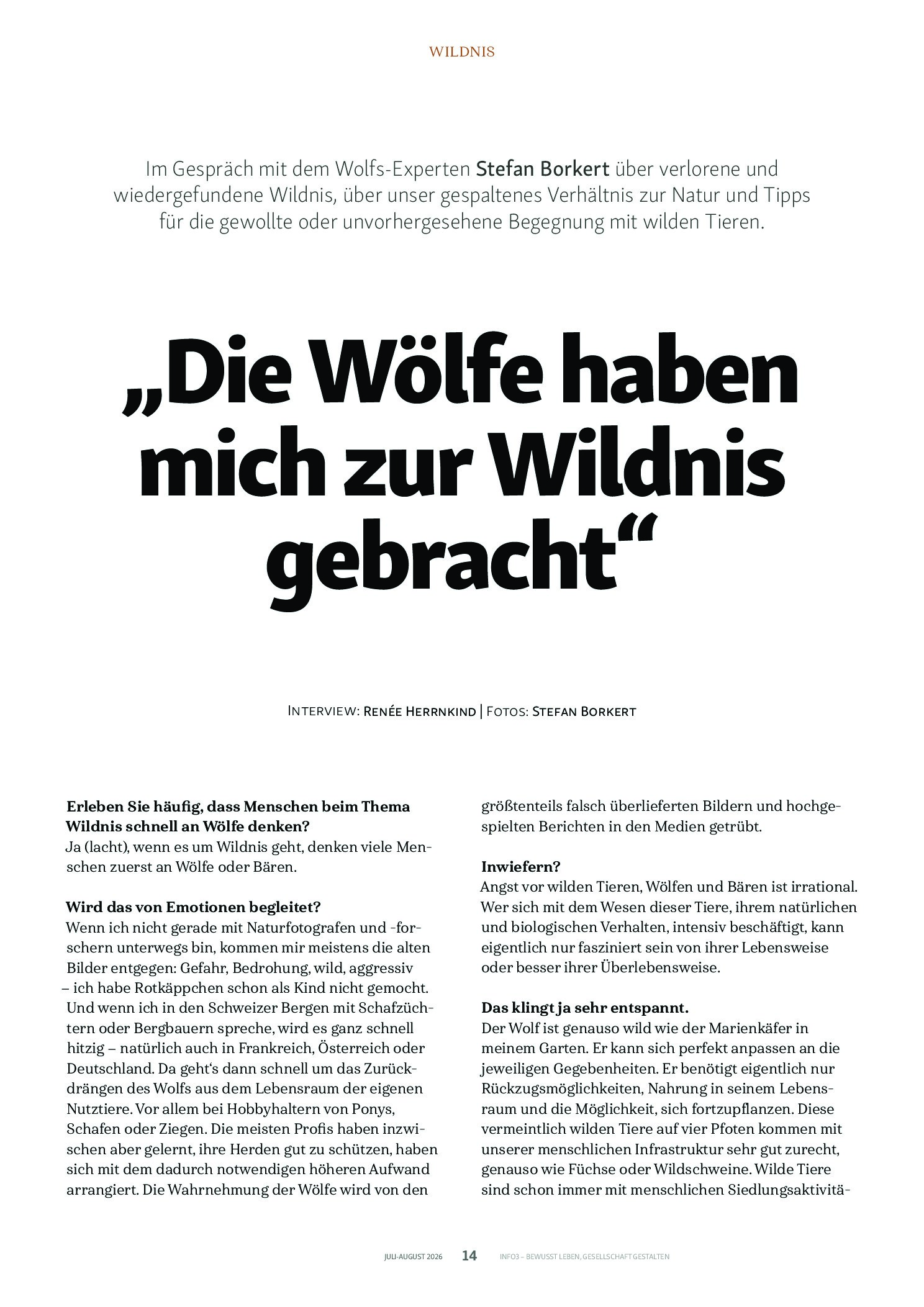 Vorschauseite 1: „Die Wölfe haben mich zur Wildnis gebracht“