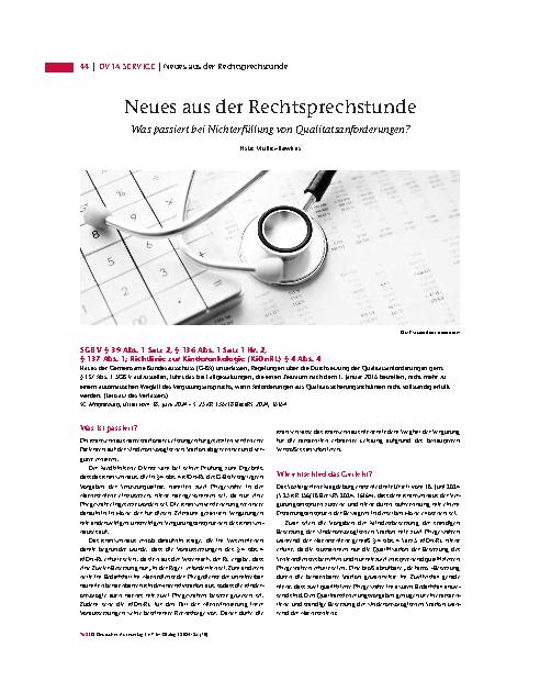 Vorschauseite 1: Neues aus der Rechtsprechung: Was passiert bei Nichterfüllung von Qualitätsanforderungen?