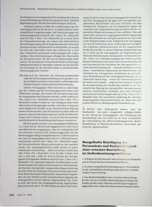 Vorschauseite 1: Mangelhafte Beteiligung des Personalrats und Rechtswidrigkeit einer erneuten Beurteilung im Stellenbesetzungsverfahren