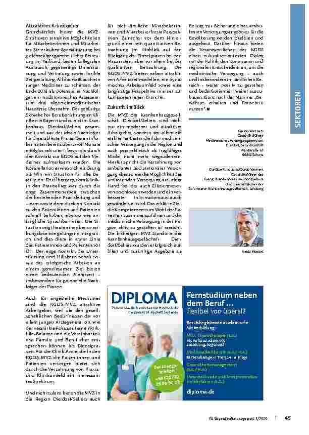 Vorschauseite 3: Herausforderungen bedeuten Chancen: Krankenhausgesellschaft Dierdorf/Selters gestaltet erfolgreich sektorenübergreifende Versorgung im ländlichen Raum.