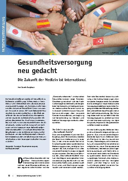 Vorschauseite 1: Gesundheitsversorgung neu gedacht Die Zukunft der Medizin ist internationa
