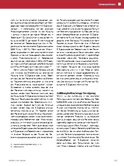 Vorschauseite 6: Hintergründe über die Rauchentwöhnung mit dem Fokus auf die Aufklärung über das alternative Tabakerzeugnis „E-Zigarette“.