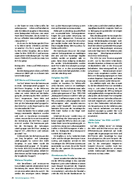 Vorschauseite 4: DFG-MAKund BAT-Werte-Liste 2024 – Teil 2 Formaldehydabspalter gelten als krebserzeugend