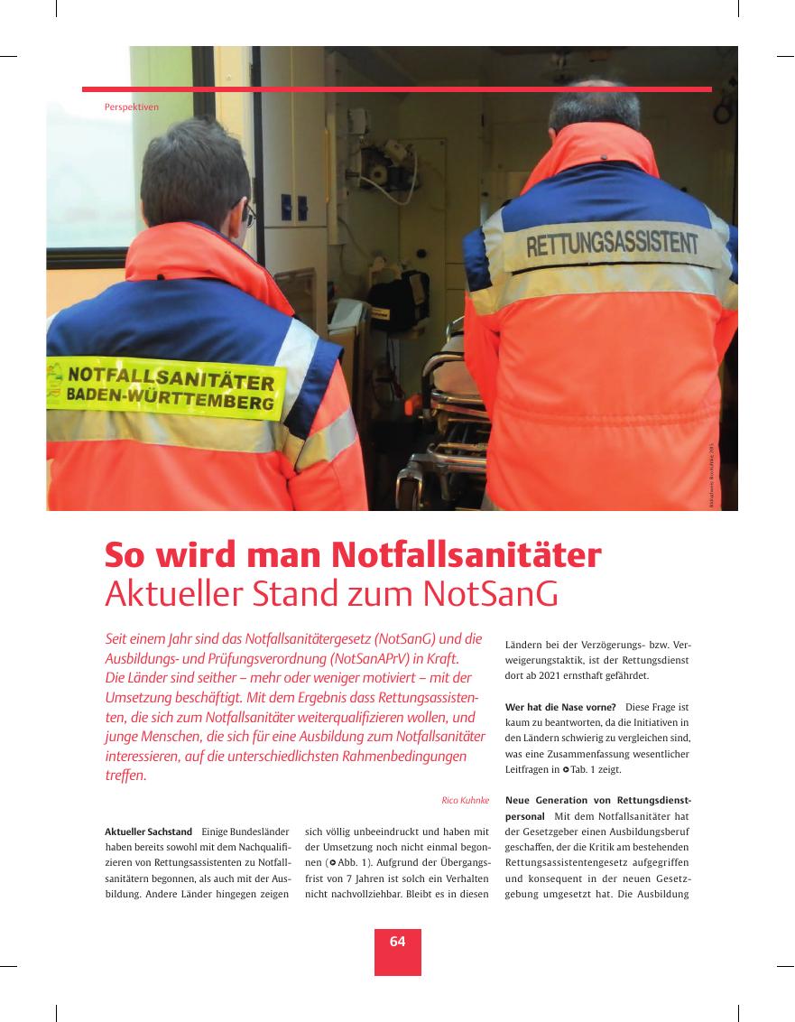 Vorschauseite 1: So wird man Notfallsanitäter – Aktueller Stand zum NotSanG