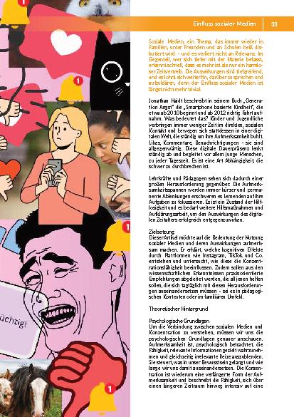 Vorschauseite 2: Einfluss sozialer Medien auf die Konzentrationsspanne und damit verbundenen Folgen auf das Lernen