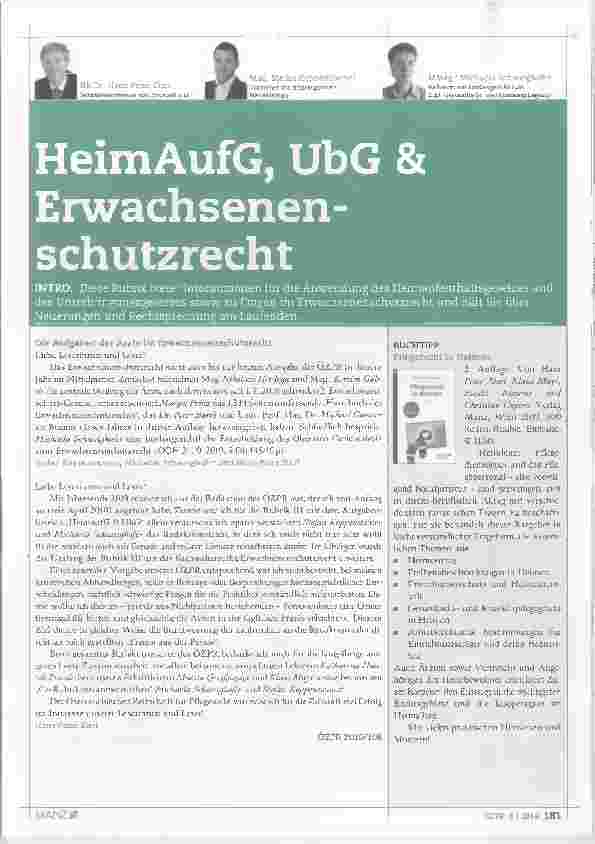 Vorschauseite 1: HeimAufG, UbG & Erwachsenenschutzrecht