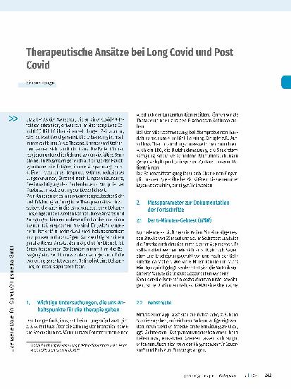 Vorschauseite 1: Therapeutische Ansätze bei Long Covid und Post-Covid