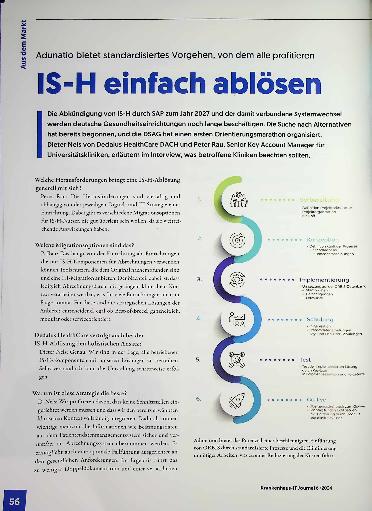 Vorschauseite 1: Adunatio bietet standardisiertes Vorgehen, von dem alle profitieren. IS-H einfach ablösen.