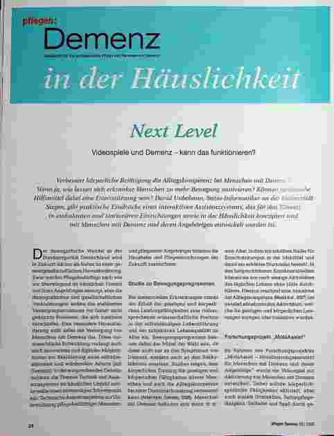 Vorschauseite 1: Next Level Videospiele und Demenz - kann das funktionieren?