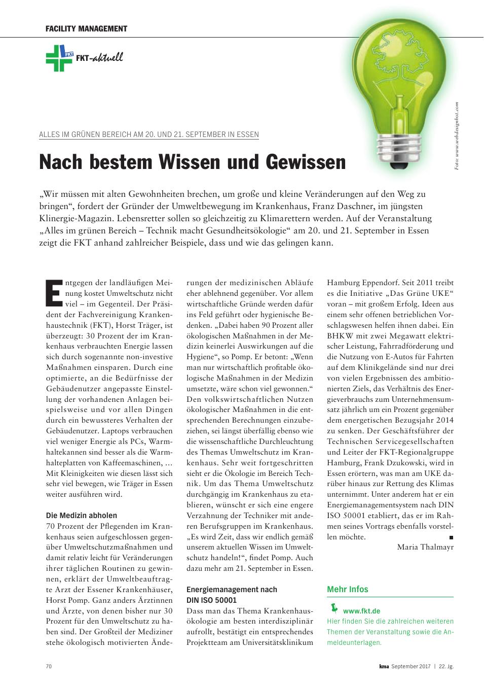 Vorschauseite 1: Alles im grünen Bereich am 20. und 21. September in Essen: Nach bestem Wissen und Gewissen