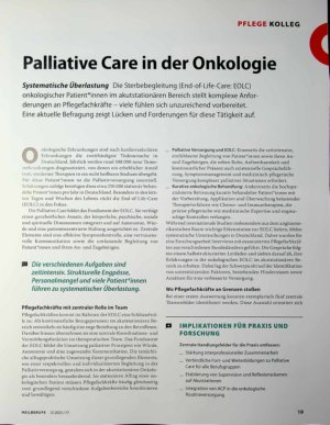 Vorschauseite 1: Palliative Care in der Onkologie