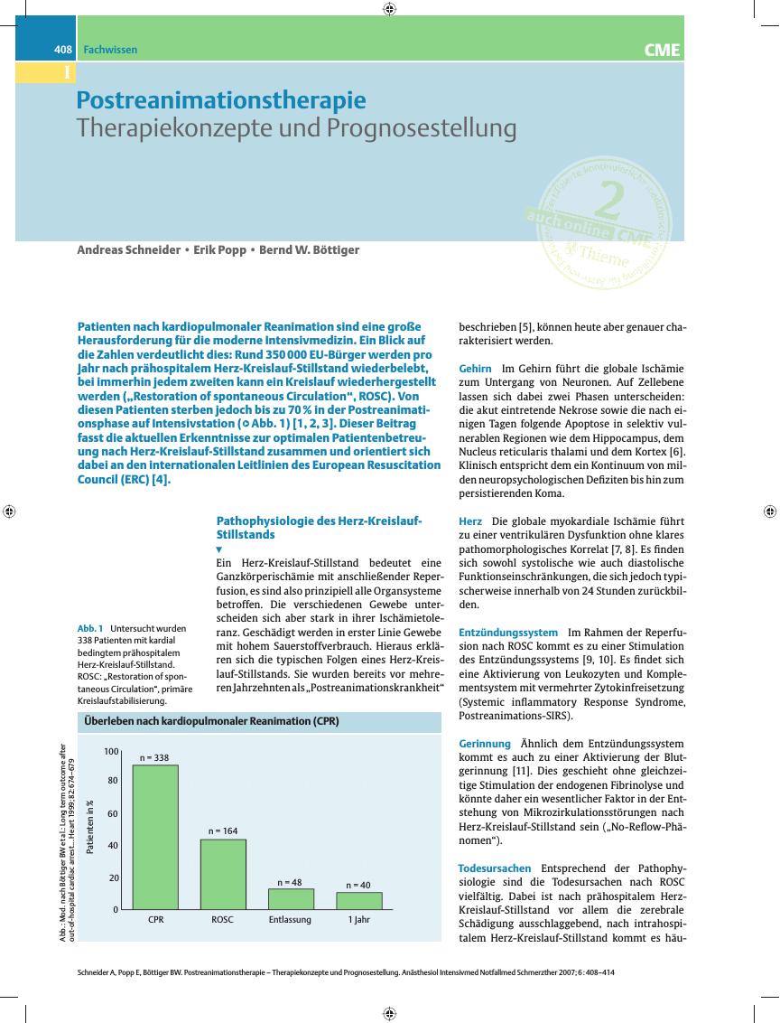 Vorschauseite 1: Postreanimationstherapie: Therapiekonzepte und Prognosestellung