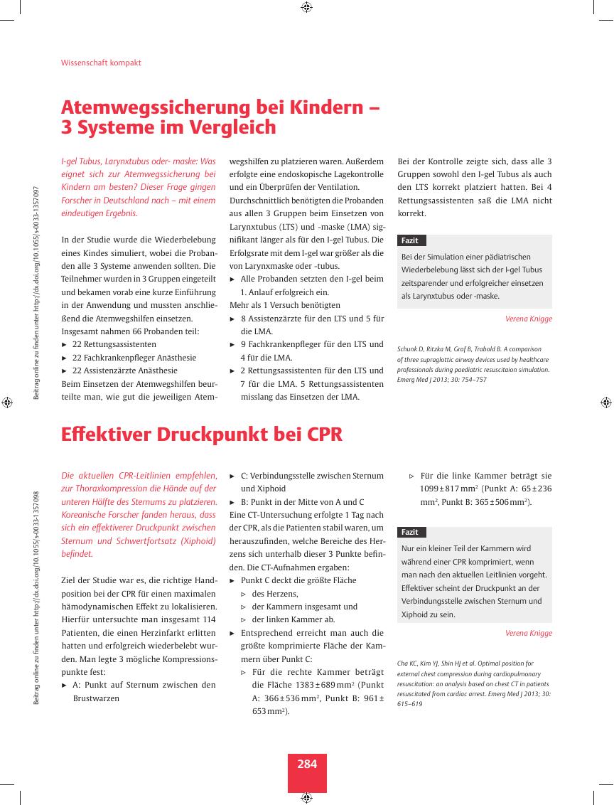 Vorschauseite 1: Effektiver Druckpunkt bei CPR