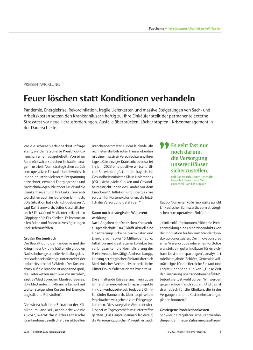 Vorschauseite 1: Preisentwicklung: Feuer löschen statt Konditionen verhandeln