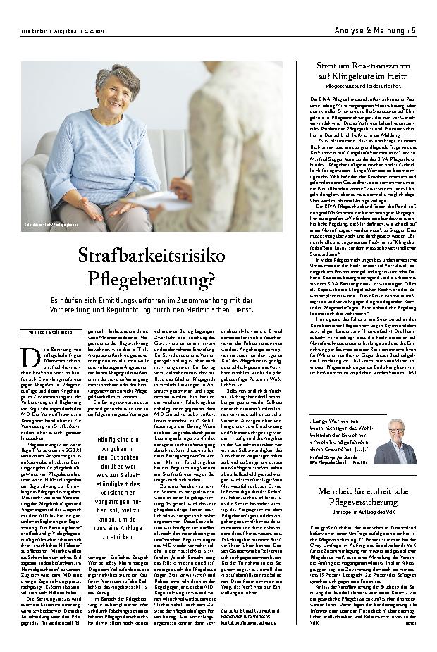 Vorschauseite 1: Strafbarkeitsrisiko Pflegeberatung?