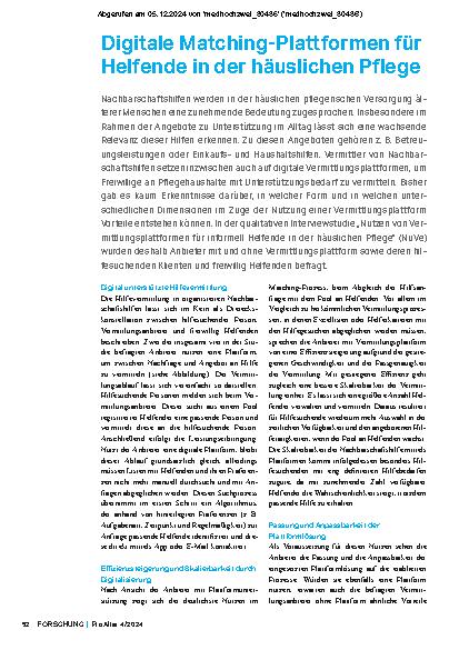 Vorschauseite 1: Digitale Matching-Plattformen für Helfende in der häuslichen Pflege