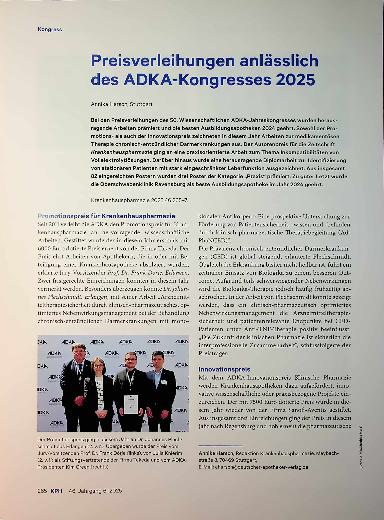 Vorschauseite 1: Preisverleihungen anlässlich des ADKA-Kongresses 2025