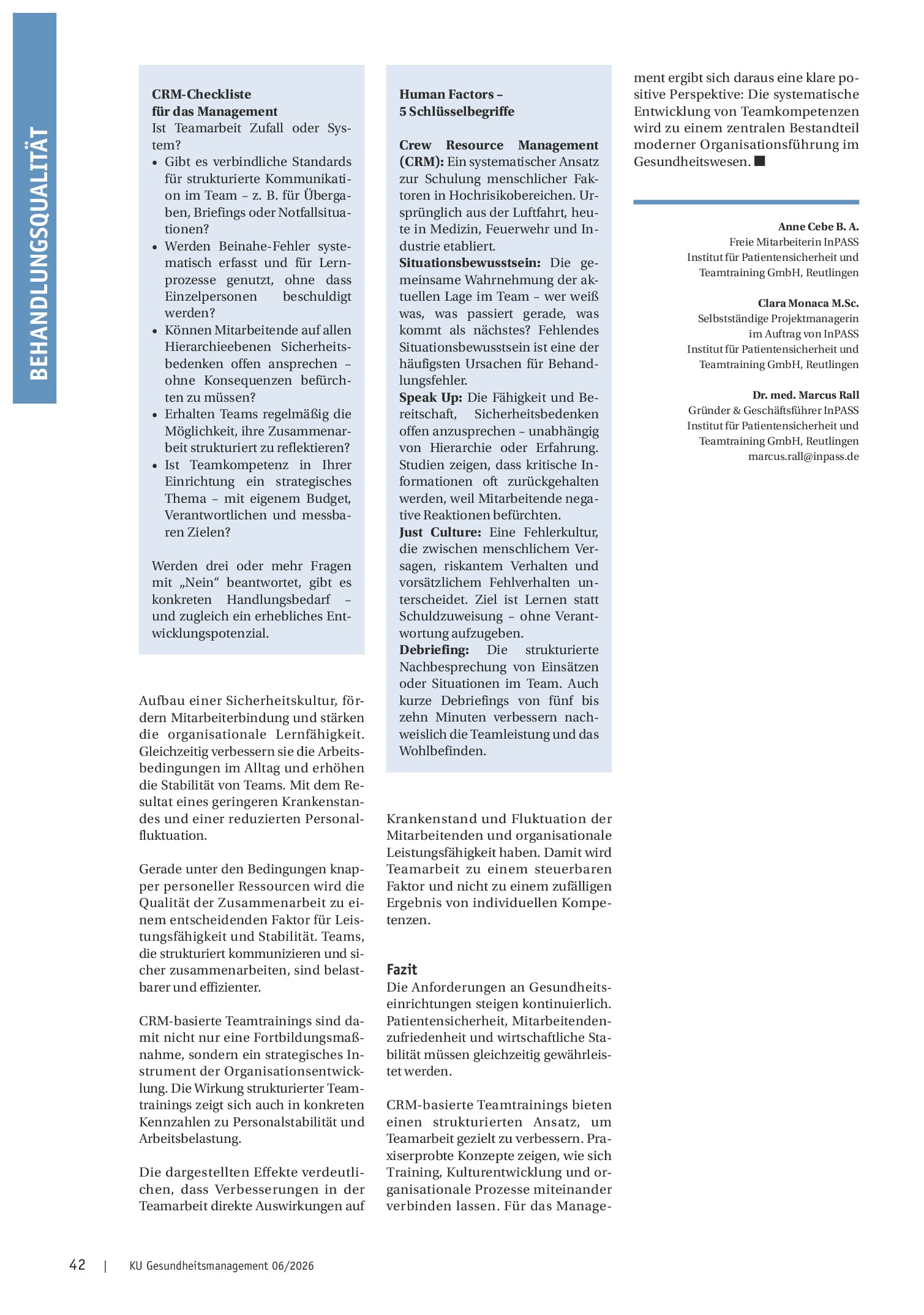 Vorschauseite 3: Teamarbeit entscheidet über Sicherheit: Wie Crew Resource Management Kliniken stabiler und leistungsfähiger macht