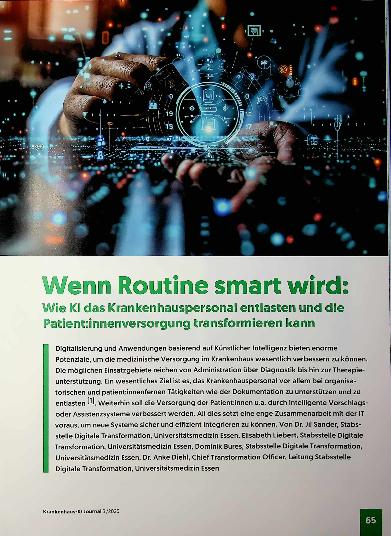 Vorschauseite 1: Wenn Routine smart wird: Wie Kl das Krankenhauspersonal entlasten und die Patientzinnenversorgung transformieren kann