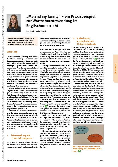 Vorschauseite 1: "Me and my family" – ein Praxisbeispiel zur Wortschatzanwendung im Englischunterricht