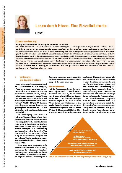 Vorschauseite 1: Lesen durch Hören. Eine Einzelfallstudie