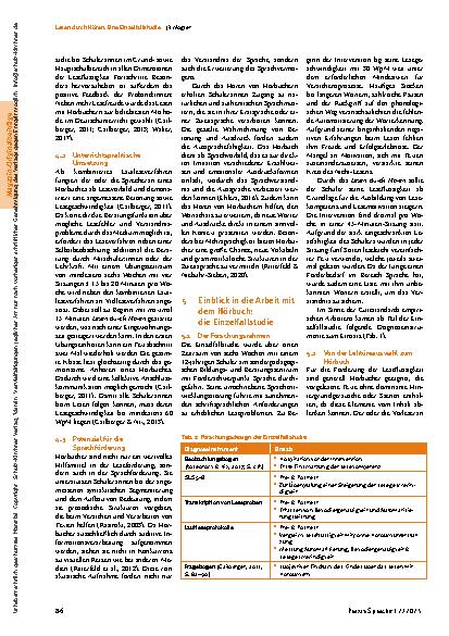 Vorschauseite 5: Lesen durch Hören. Eine Einzelfallstudie