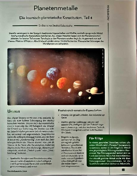 Vorschauseite 1: Planetenmetalle: Die kosmisch-planetarische Konstitution, Teil 4