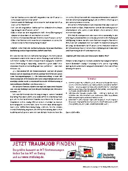 Vorschauseite 2: Fixateur externe – MRT mit Metallimplantat möglich? Ein Fall von CIRS-NRW in der Radiologie (Nr. 257274)