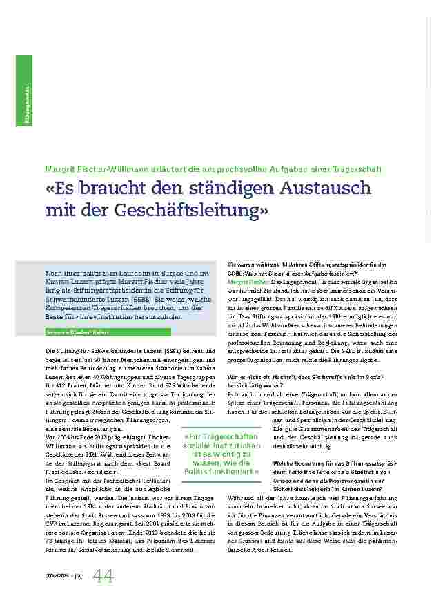 Vorschauseite 1: "Es braucht den ständigen Austausch mit der Geschäftsleitung."