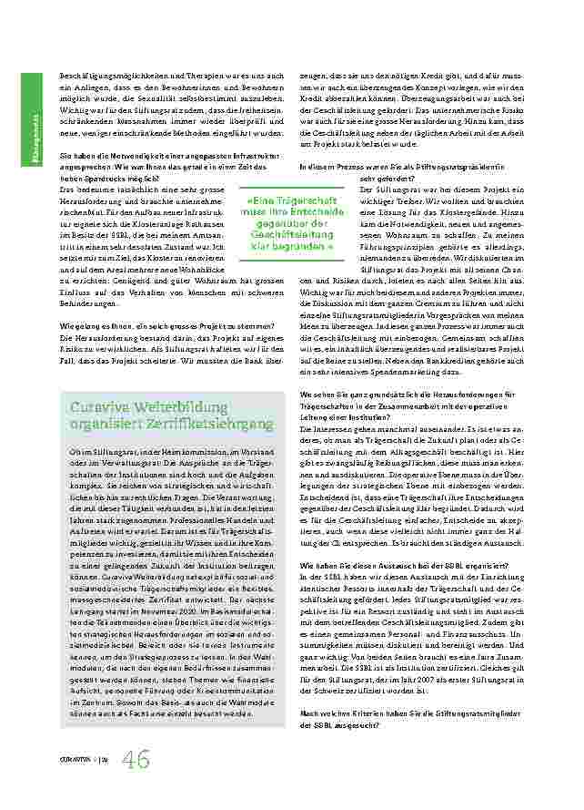 Vorschauseite 3: "Es braucht den ständigen Austausch mit der Geschäftsleitung."