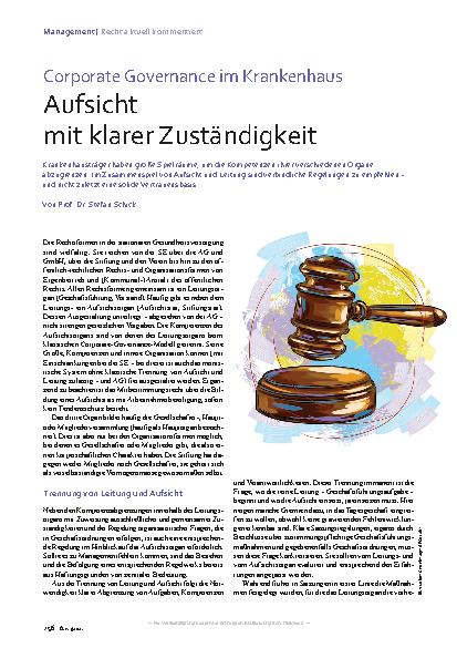 Vorschauseite 1: Corporate Governance im Krankenhaus: Aufsicht mit klarer Zuständigkeit