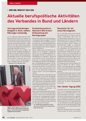 Vorschauseite 1: Aktuelle berufspolitische Aktivitäten des Verbandes in Bund und Ländern