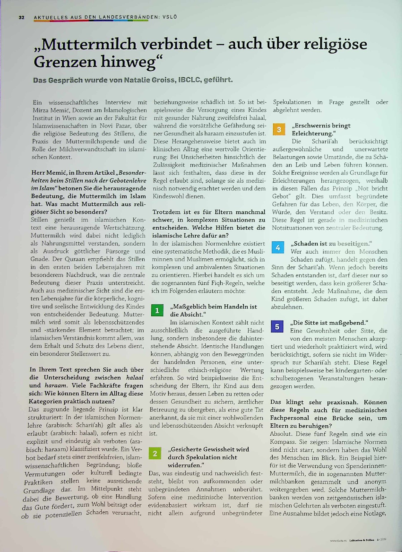 Vorschauseite 1: „Muttermilch verbindet – auch über religiöse Grenzen hinweg"