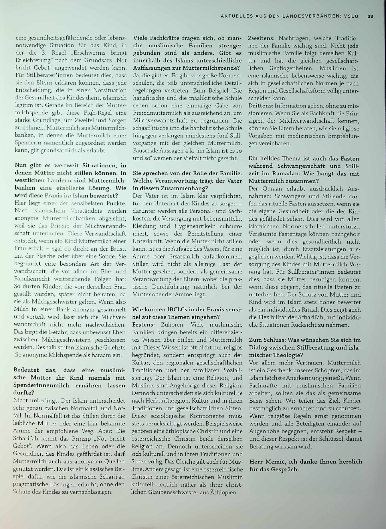 Vorschauseite 2: „Muttermilch verbindet – auch über religiöse Grenzen hinweg"