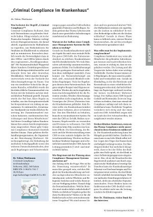 Vorschauseite 1: „Criminal Compliance im Krankenhaus“