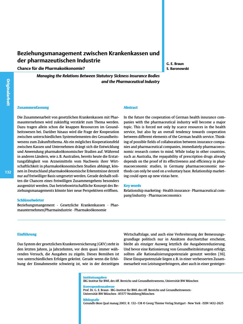 Vorschauseite 1: Beziehungsmanagement zwischen Krankenkassen und der pharmazeutischen Industrie