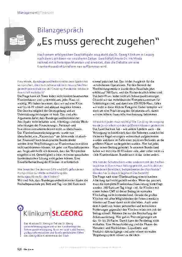 Vorschauseite 1: Bilanzgespräch „Es muss gerecht zugehen“