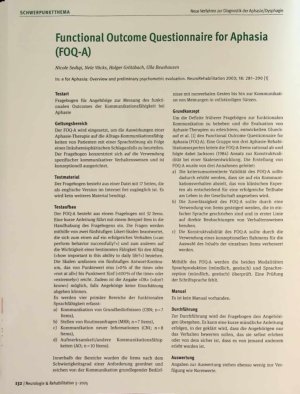 Vorschauseite 1: Functional Outcome Questionnaire for Aphasia (FOQ-A)