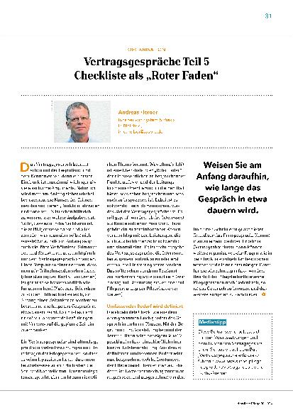Vorschauseite 1: Vertragsgespräche Teil 5 Checkliste als „Roter Faden“