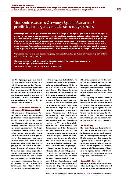 Vorschauseite 2: Bergrettung in Deutschland: Besonderheiten der präklinischen Notfallmedizin im unwegsamen Gelände
