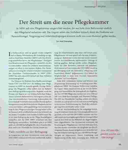Vorschauseite 1: Der Streit um die neue Pflegekammer