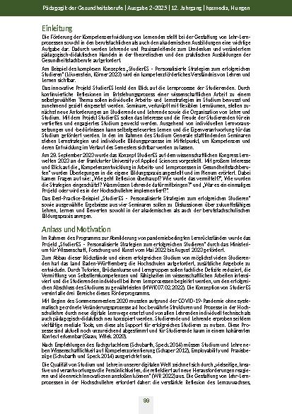 Vorschauseite 2: StudierES – Best-Practice-Beispiel für Kompetenzentwicklung durch Reflexion und flexible Lernräume