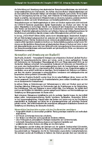 Vorschauseite 3: StudierES – Best-Practice-Beispiel für Kompetenzentwicklung durch Reflexion und flexible Lernräume