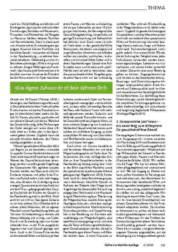 Vorschauseite 2: "Zum Hilfesystem lotsen" Einsatz von Ehrenamtlichen zur Schließung der Unterstützungslücke für ältere Betroffene von Gewalt in der Paarbeziehung